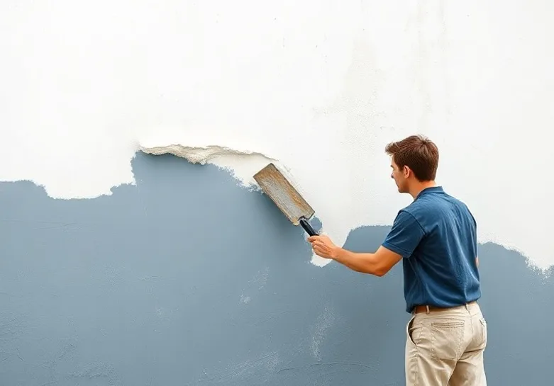 Application d'un enduit décoratif à la lisseuse sur un mur