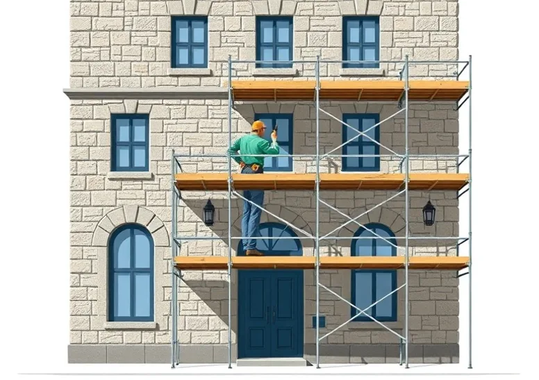 Ravalement de façade en pierre, nettoyage et application d'enduit