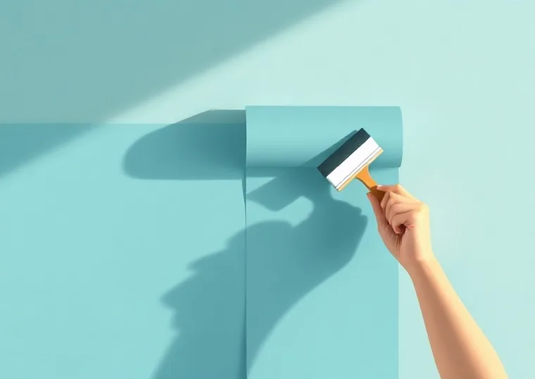 Pose de papier peint, rouleau et brosse à maroufler